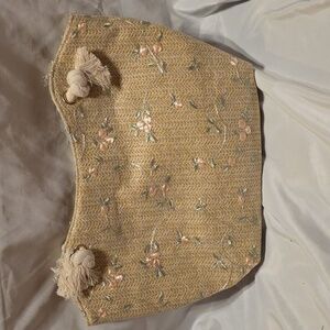 Zipper Closure Large Straw Classic Bag - Khaki